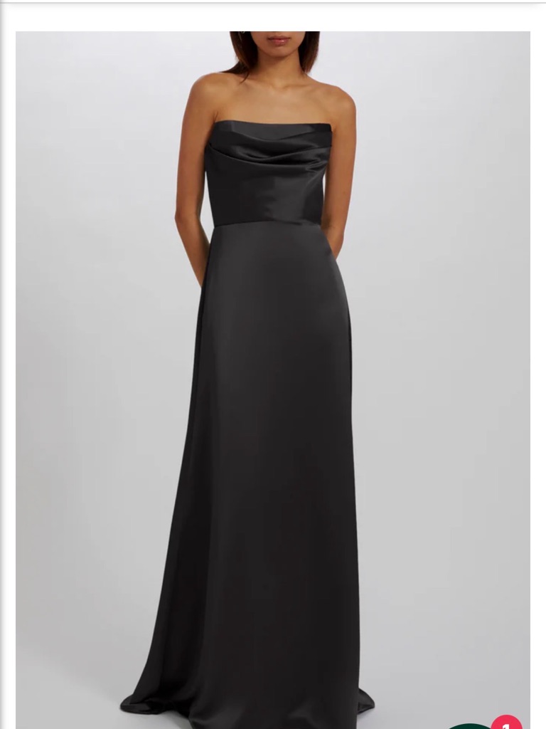 Amsale Strapless Black Satin Column Gown